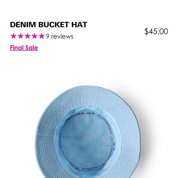 Glam-Aholic Denim Bucket Hat, BRAND NEW - Picture 2 of 3